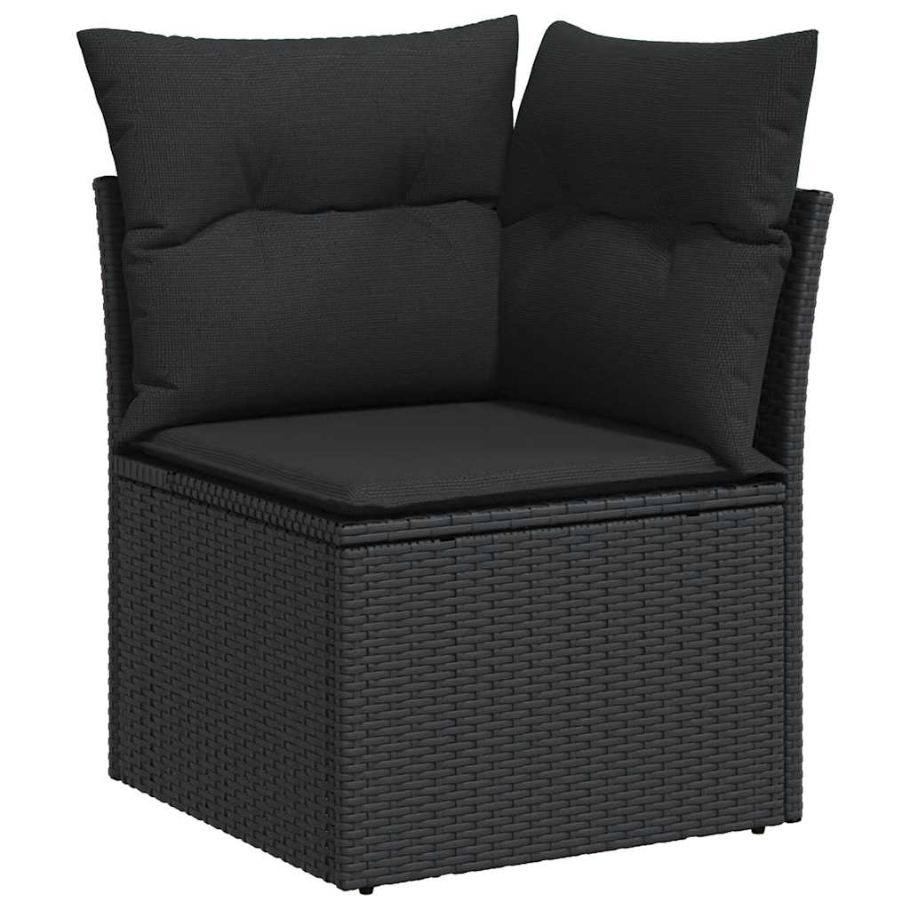 Gartensofas Set 7 PCs mit schwarzem synthetischen Ratán schwarzen V75