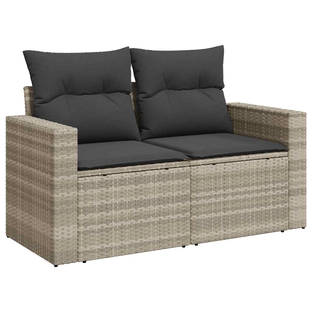 Set muebles jardín 9 pzas y cojines ratán sintético gris claro