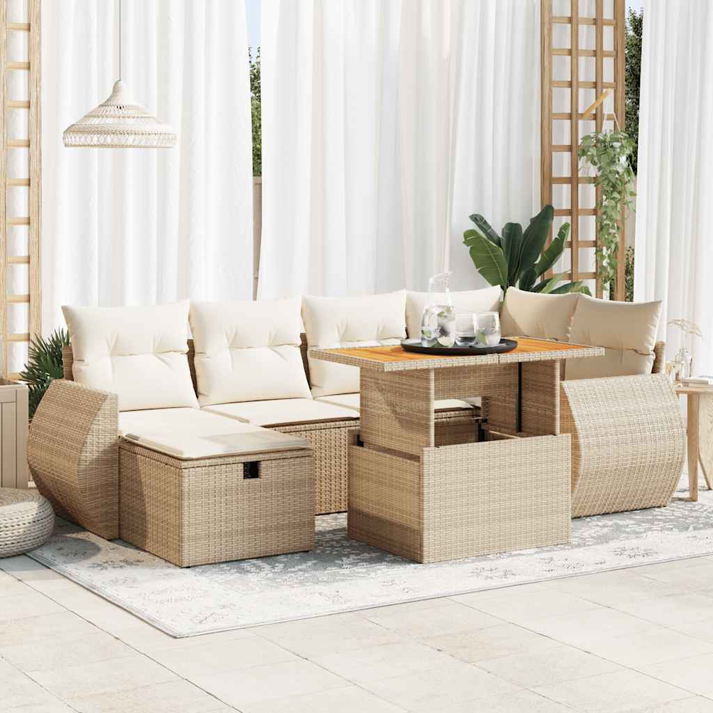 Vetonek Set sofás jardín y cojines 8 pzas ratán sintético acacia beige