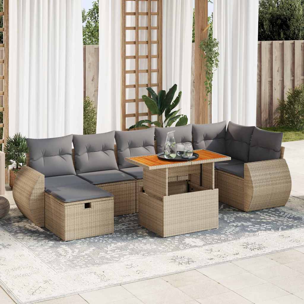 Vetonek Set sofás jardín y cojines 5 pzas ratán sintético acacia beige