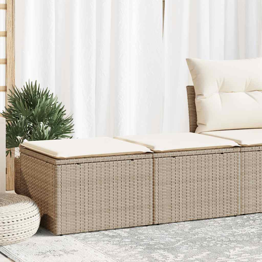 Set sofás jardín y cojines 2 pzas ratán sintético acacia beige