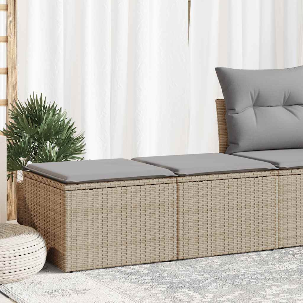 Set sofás jardín y cojines 2 pzas ratán sintético acacia beige