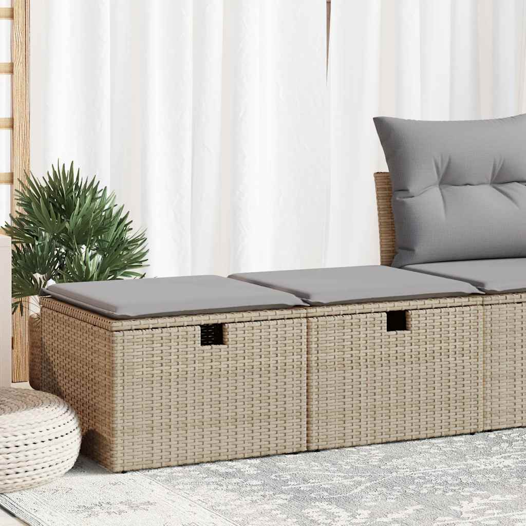 Set sofás jardín y cojines 2 pzas ratán sintético acacia beige