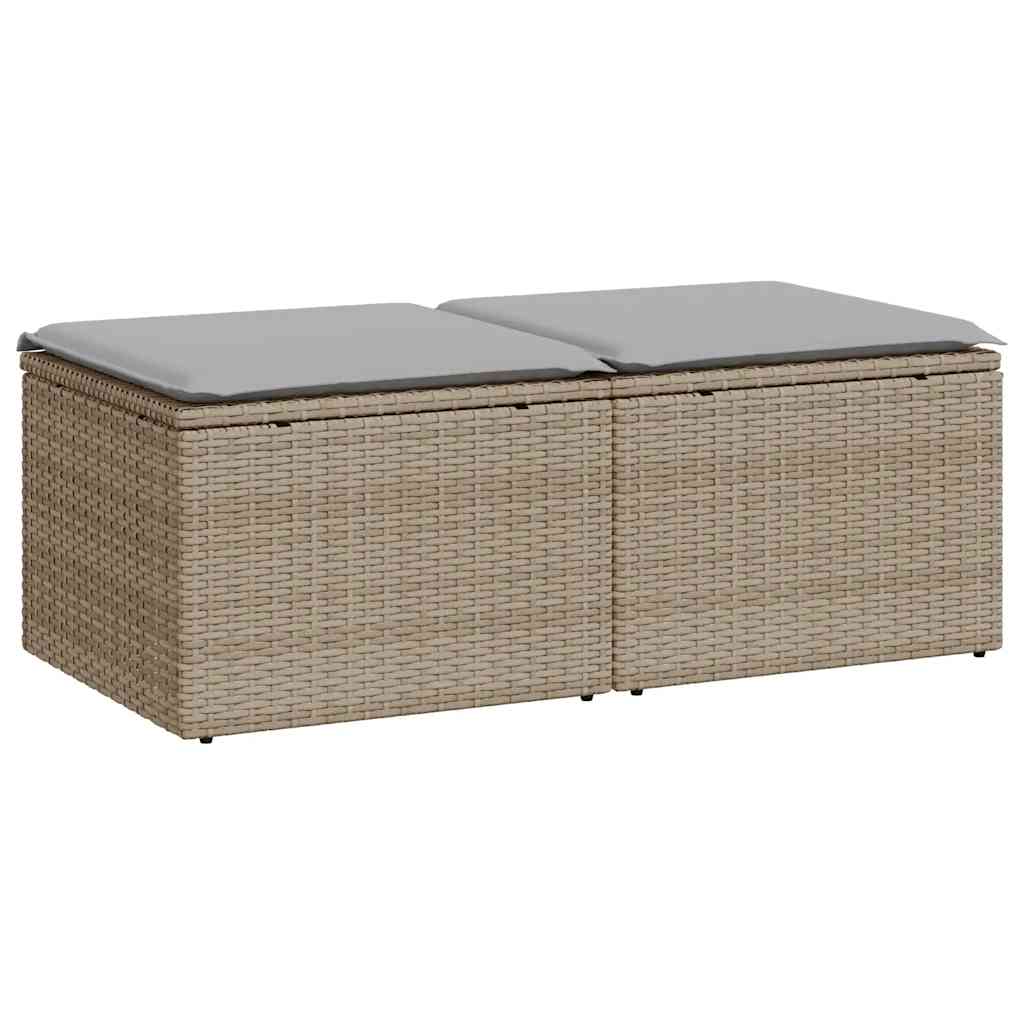 Set sofás jardín y cojines 2 pzas ratán sintético acacia beige