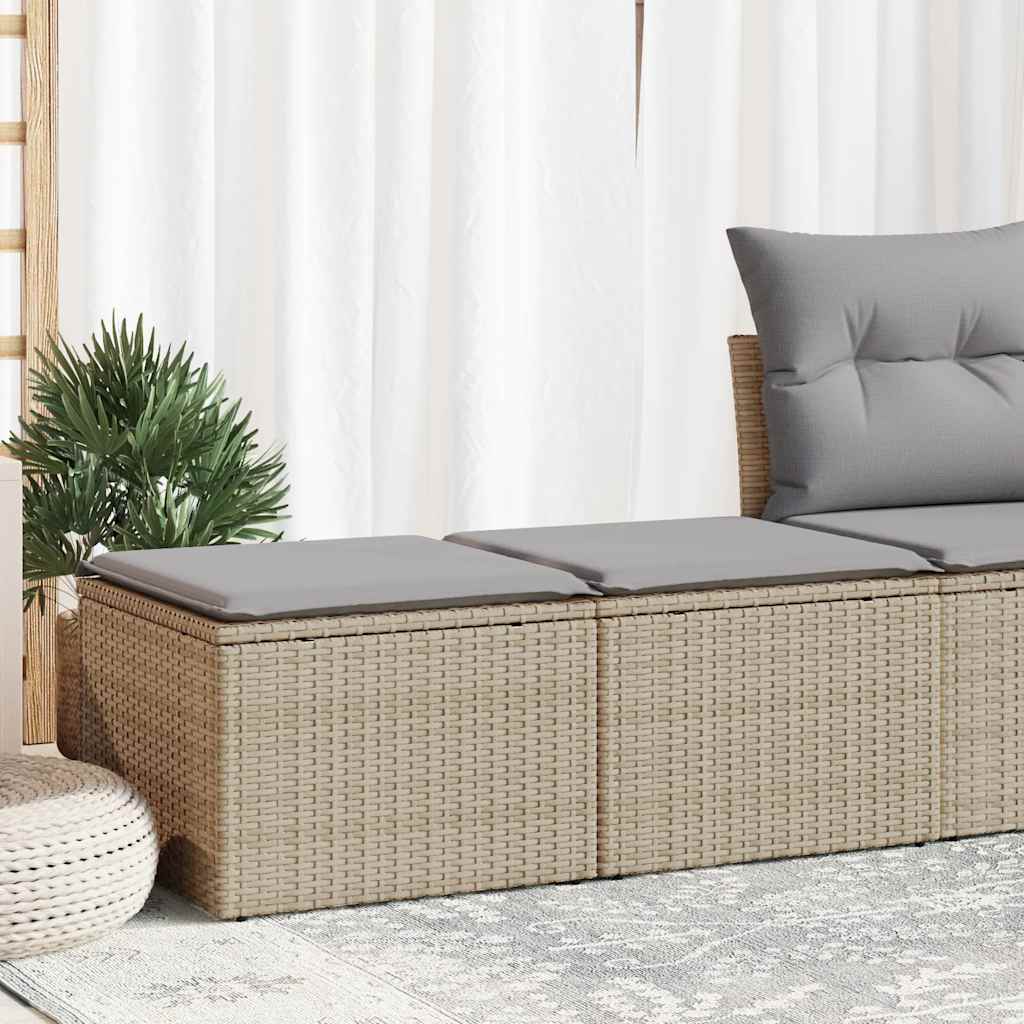 Set sofás jardín y cojines 2 pzas ratán sintético acacia beige