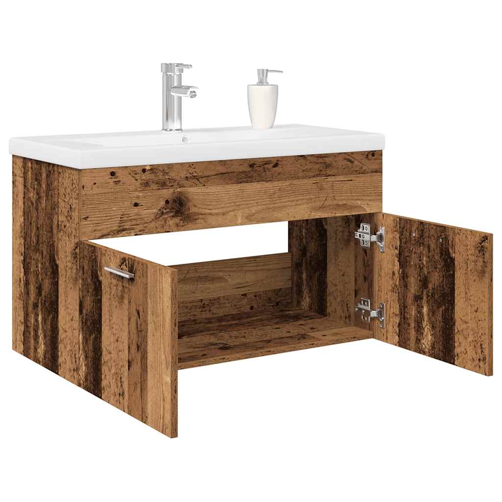 Vetonek Mueble lavabo con lavabo integrado y grifo madera vieja