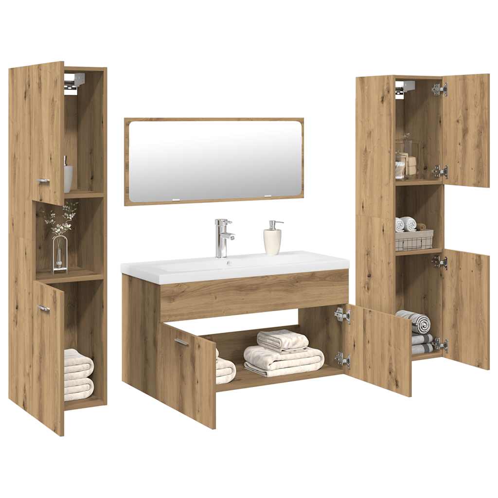 Vetonek Juego de muebles baño 5 piezas madera ingeniería roble artisan