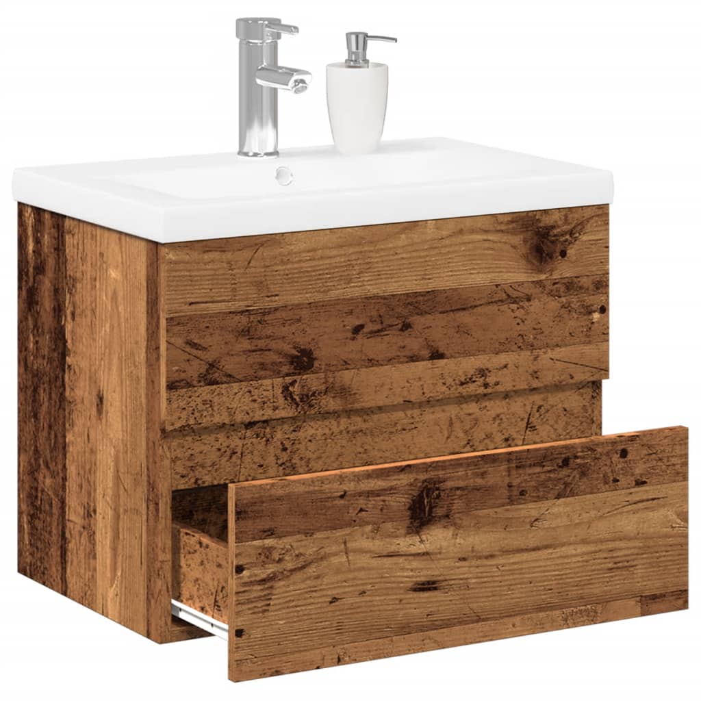 Vetonek Mueble con lavabo integrado madera envejecida 61x39,5x49 cm