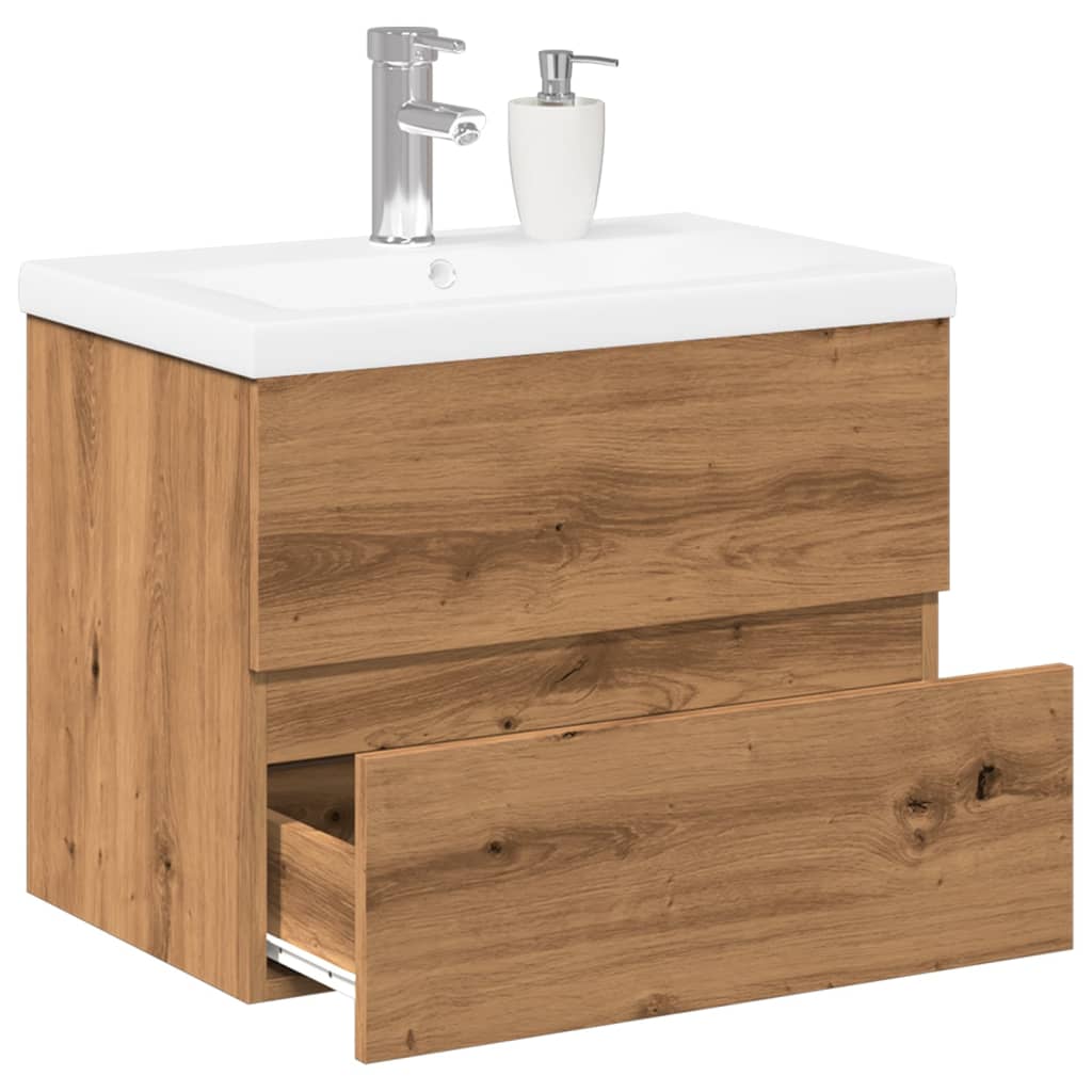 Vetonek Mueble con lavabo integrado roble artesanal 61x39,5x49 cm