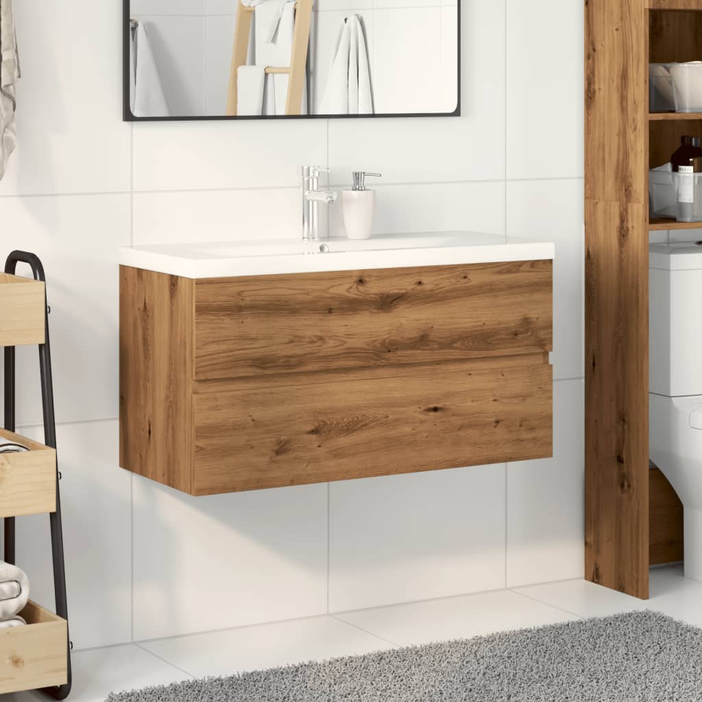 Mueble con lavabo integrado roble artesanal 91x39,5x49 cm