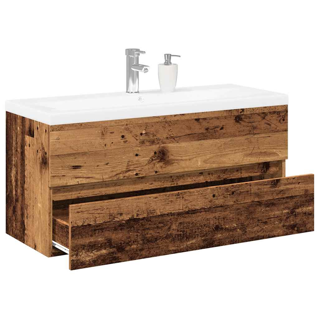 Vetonek Mueble con lavabo integrado madera envejecida 91x39,5x49 cm