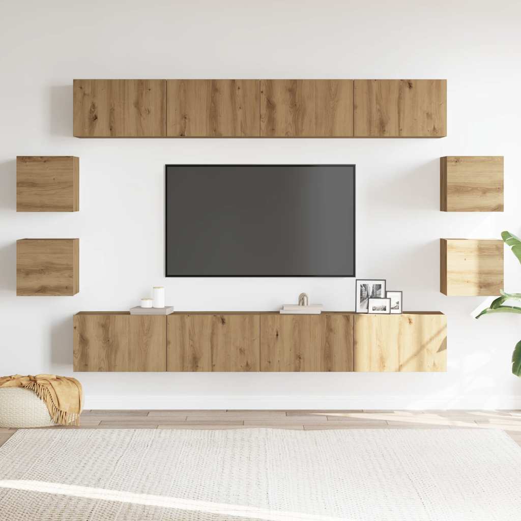 Móveis de TV de parede 8 UDS sintetizou Wood Nexus Artisanal Oak