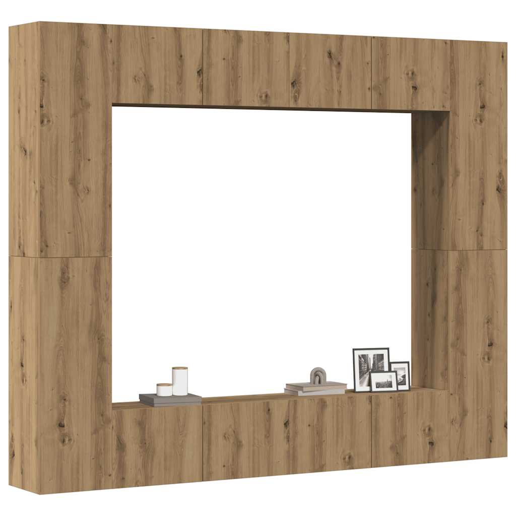 Vetonek Mueble para TV de pared madera contrachapada artesanal 8 piezas