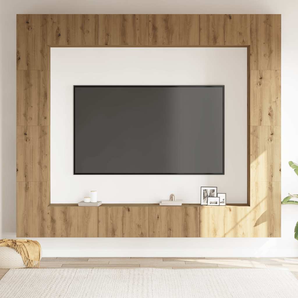 Muebles de TV de pared 8 uds madera sintetizada Nexus roble artesanal