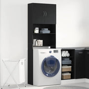 Black oak wood washing machine cabinet 64x24x190 cm v9917 Vetonek