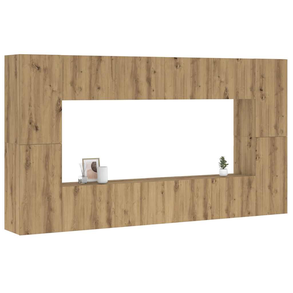 Vetonek Mueble para TV de pared madera contrachapada artesanal 8 piezas