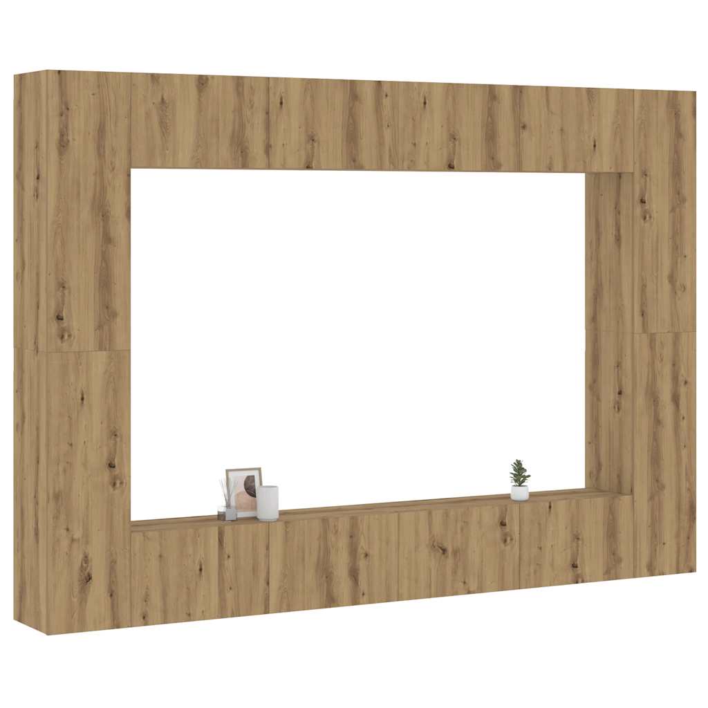 Vetonek Mueble para TV de pared madera contrachapada artesanal 8 piezas