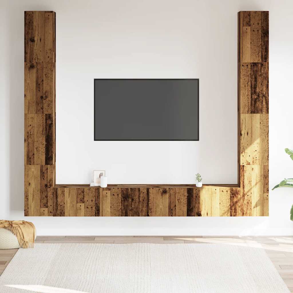 Muebles de TV de pared 6 uds madera vieja madera de ingeniería