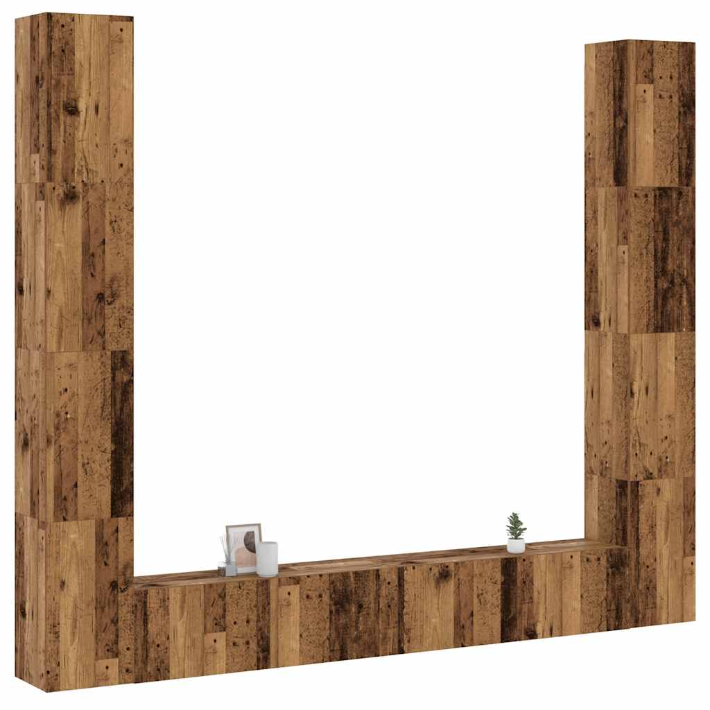 Vetonek Muebles de TV de pared 6 uds madera vieja madera de ingeniería