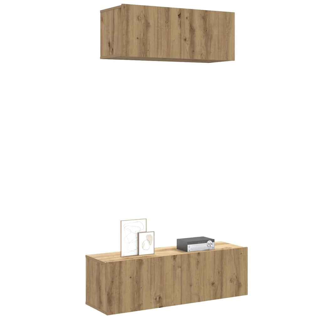 Vetonek Mueble para TV de pared madera contrachapada artesanal 2 piezas