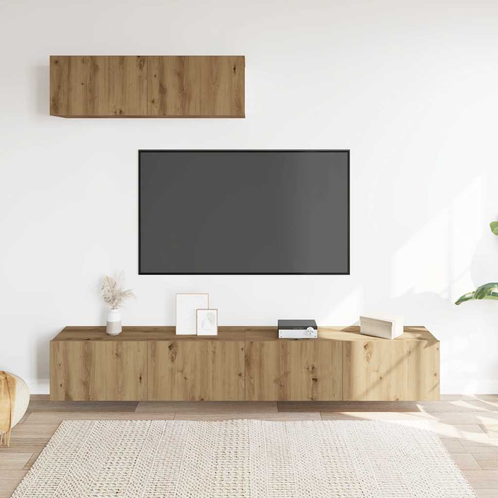 Muebles TV de pared 3 uds roble artisan 100x30x30 cm