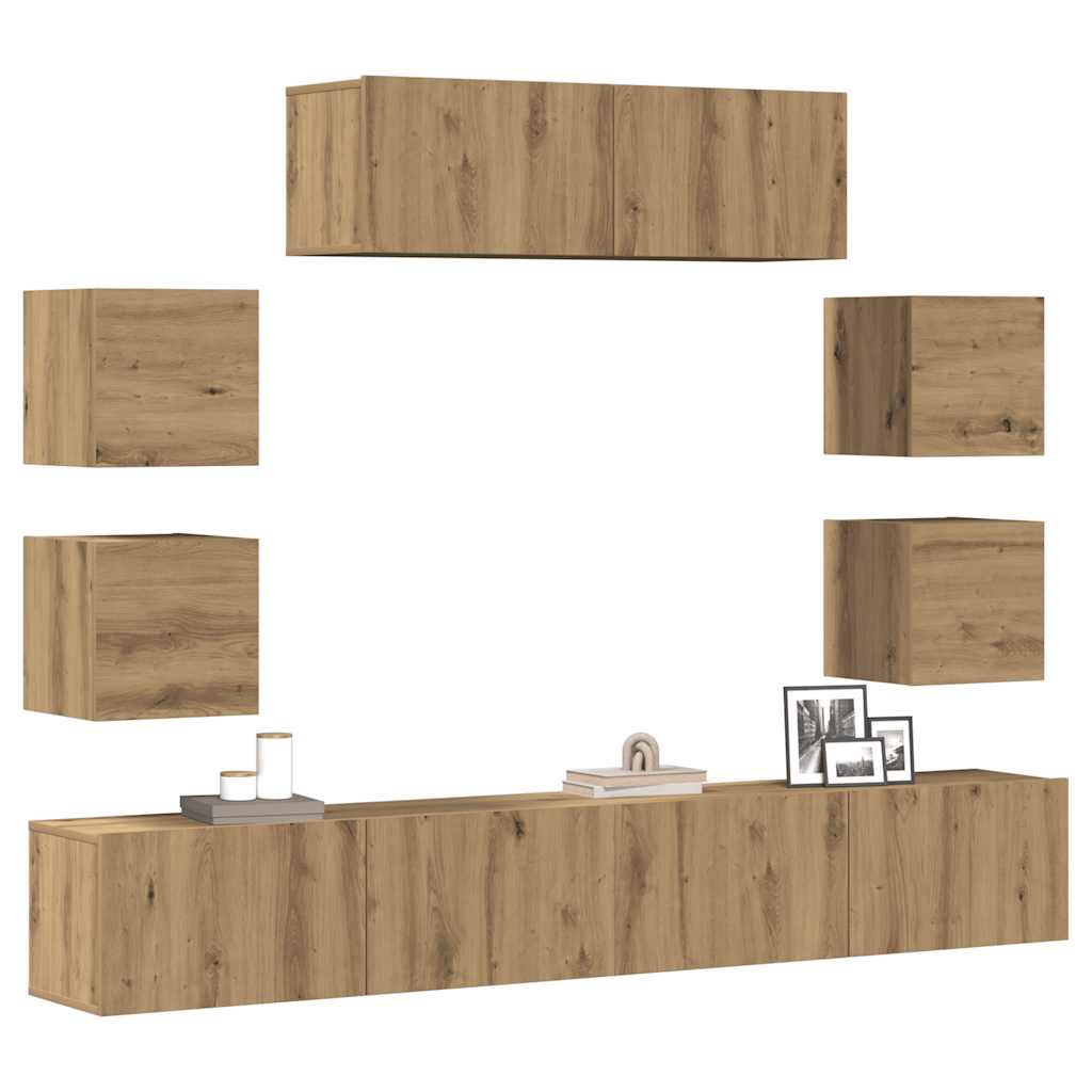 Vetonek Mueble para TV de pared madera contrachapada artesanal 7 piezas