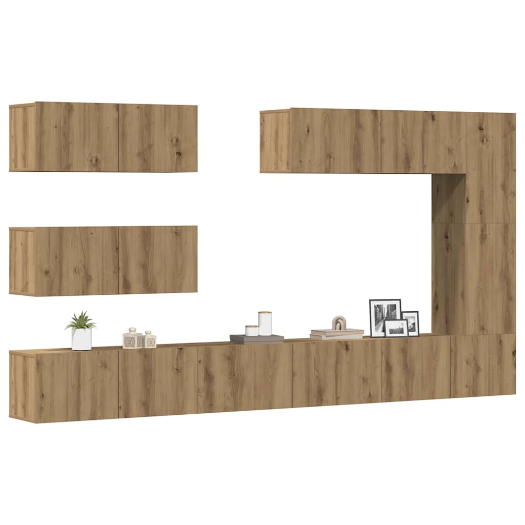 Vetonek Mueble para TV de pared madera contrachapada artesanal 7 piezas