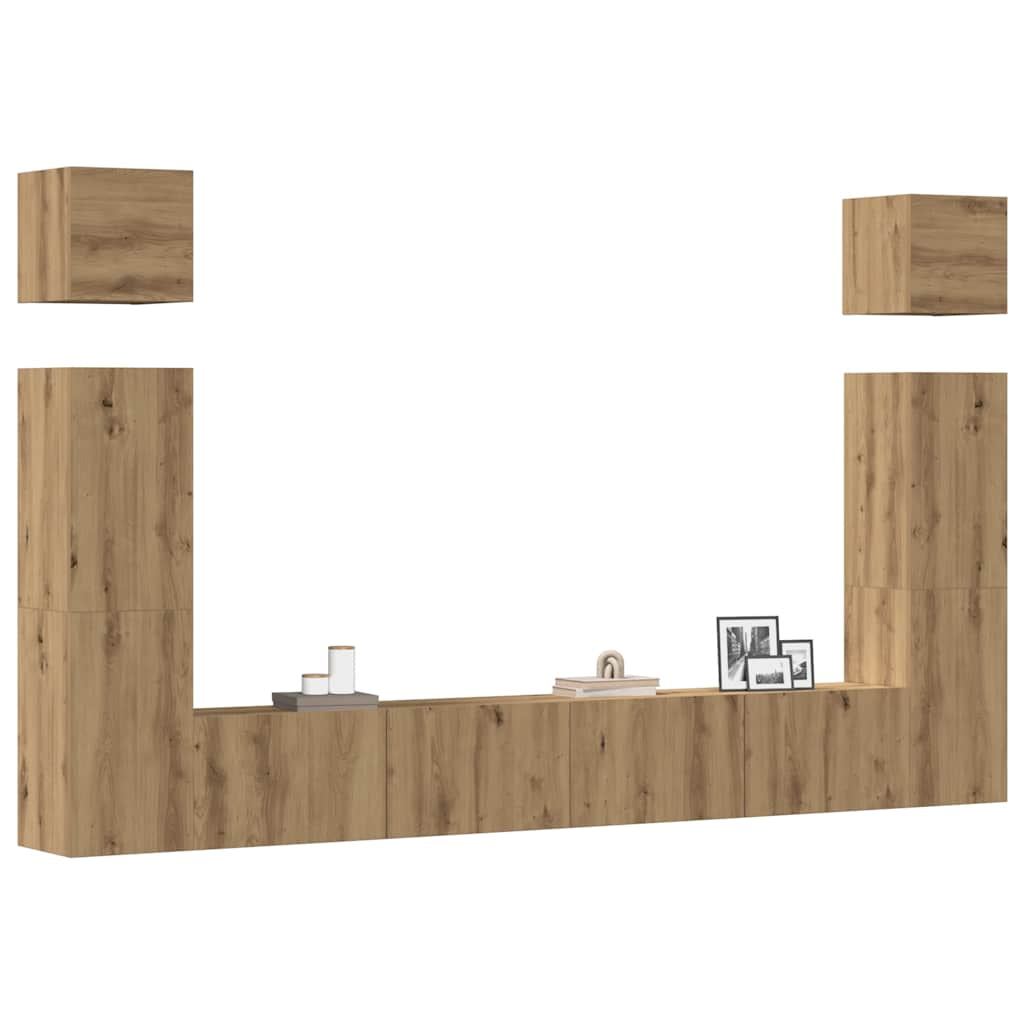 Vetonek Mueble para TV de pared madera contrachapada artesanal 6 piezas