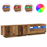 Vetonek Mueble TV luces LED madera ingeniería envejecida 180x35x40 cm