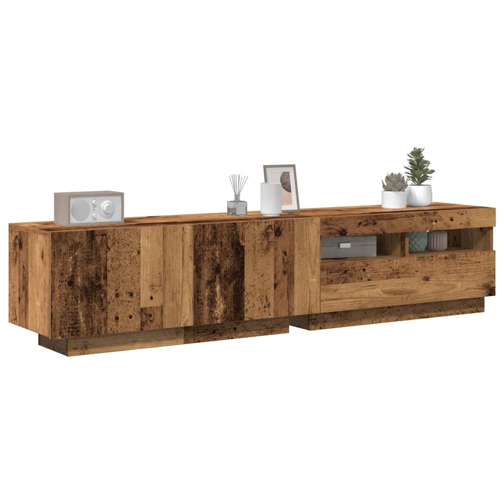 Vetonek Mueble de TV luces LED madera roble artisan 180x35x40 cm