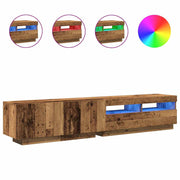 Vetonek Mueble TV luces LED madera ingeniería envejecida 200x35x40 cm