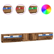 Vetonek Mueble TV luces LED madera ingeniería envejecida 300x35x40 cm