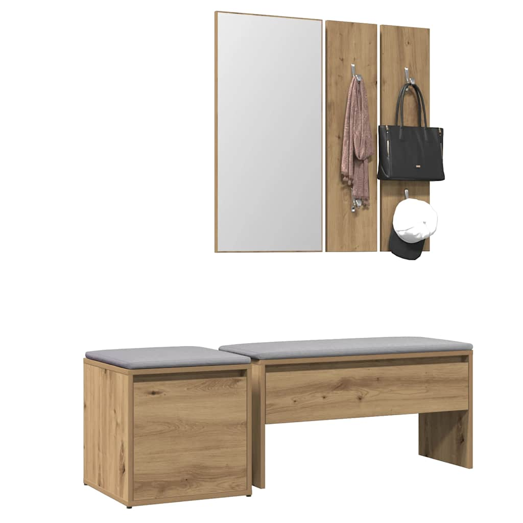 Vetonek Set de muebles recibidor madera contrachapada roble artesanal