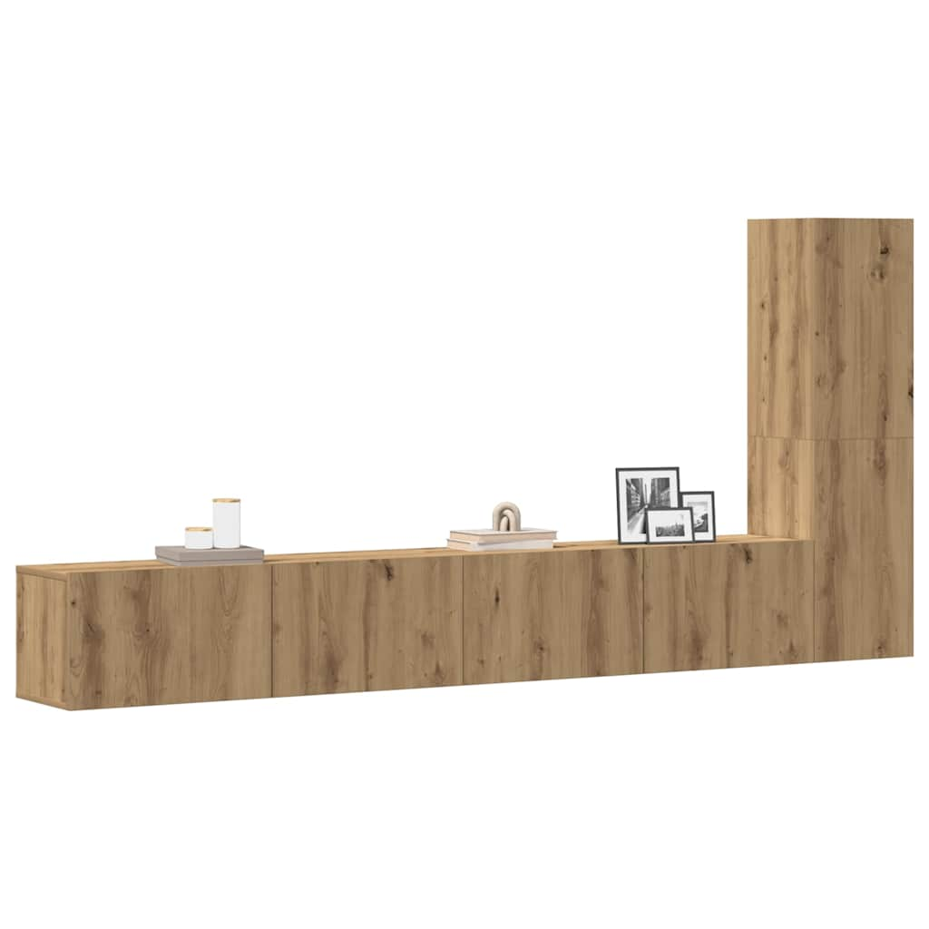 Vetonek Mueble para TV de pared madera contrachapada artesanal 3 piezas