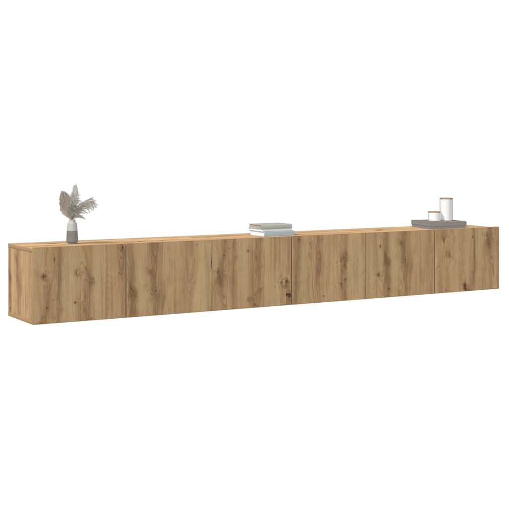 Vetonek Mueble para TV de pared madera contrachapada artesanal 3 piezas