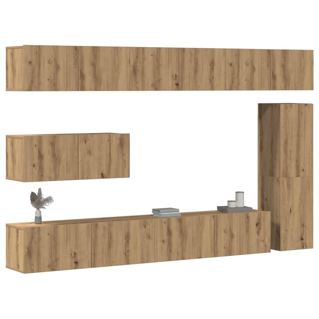 Vetonek Mueble para TV de pared madera contrachapada artesanal 7 piezas