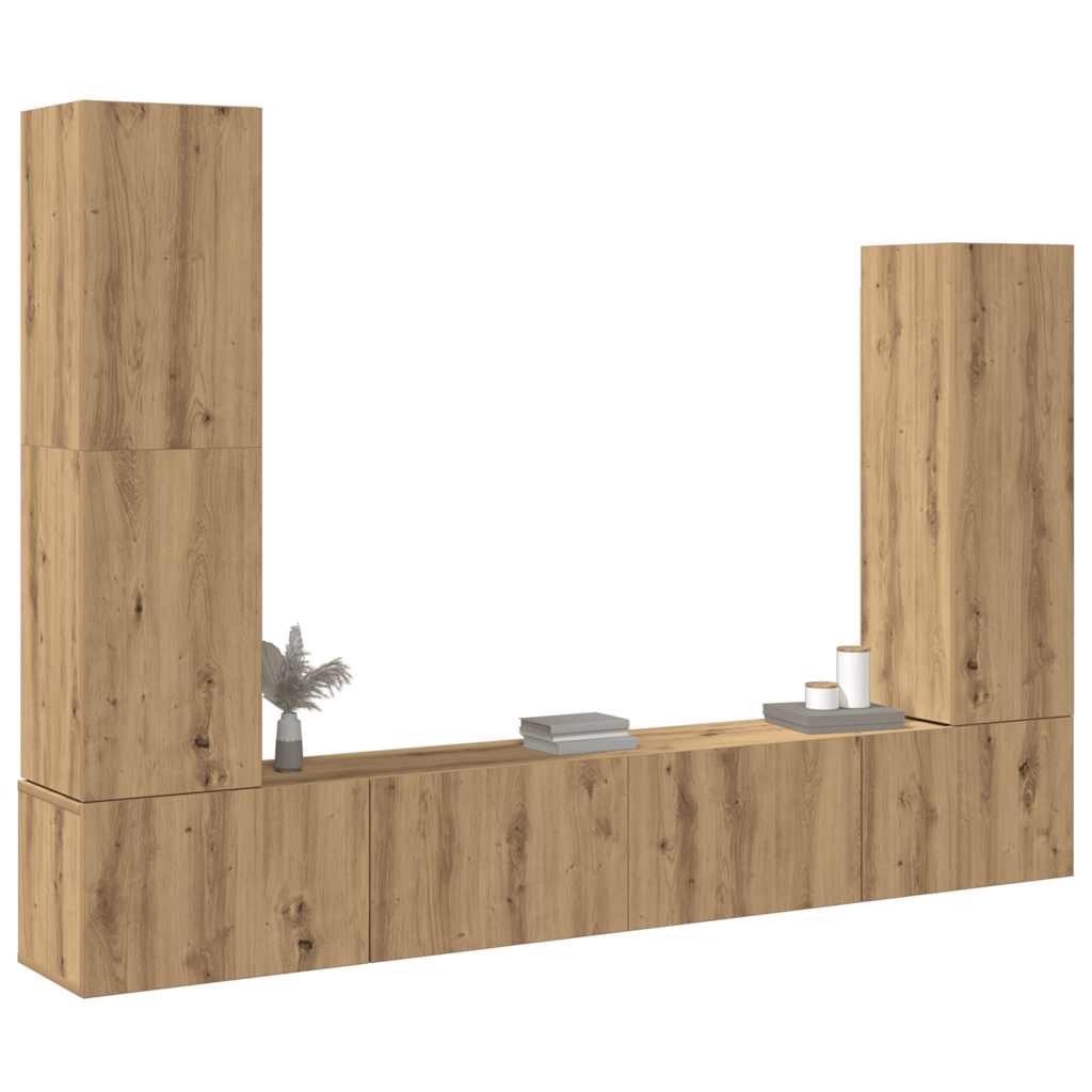 Vetonek Mueble para TV de pared madera contrachapada artesanal 4 piezas