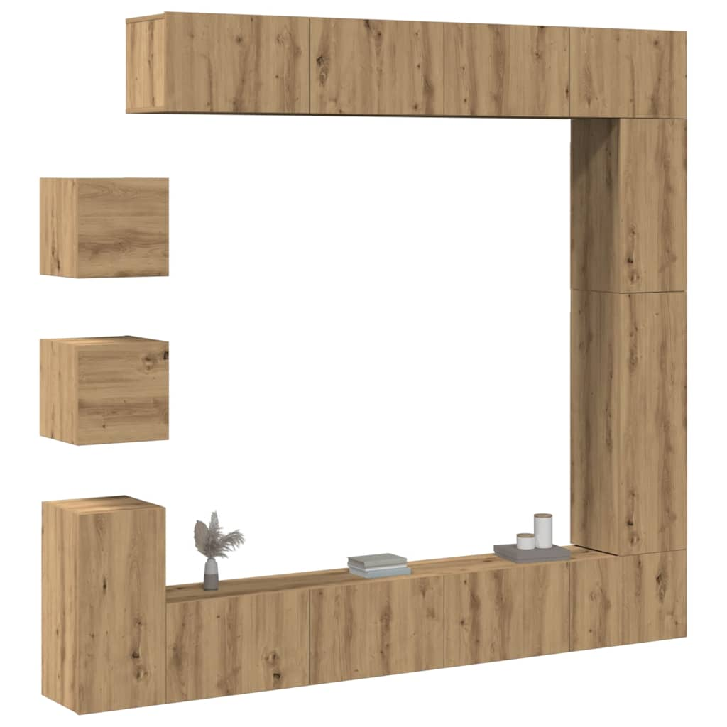 Vetonek Mueble para TV de pared madera contrachapada artesanal 9 piezas