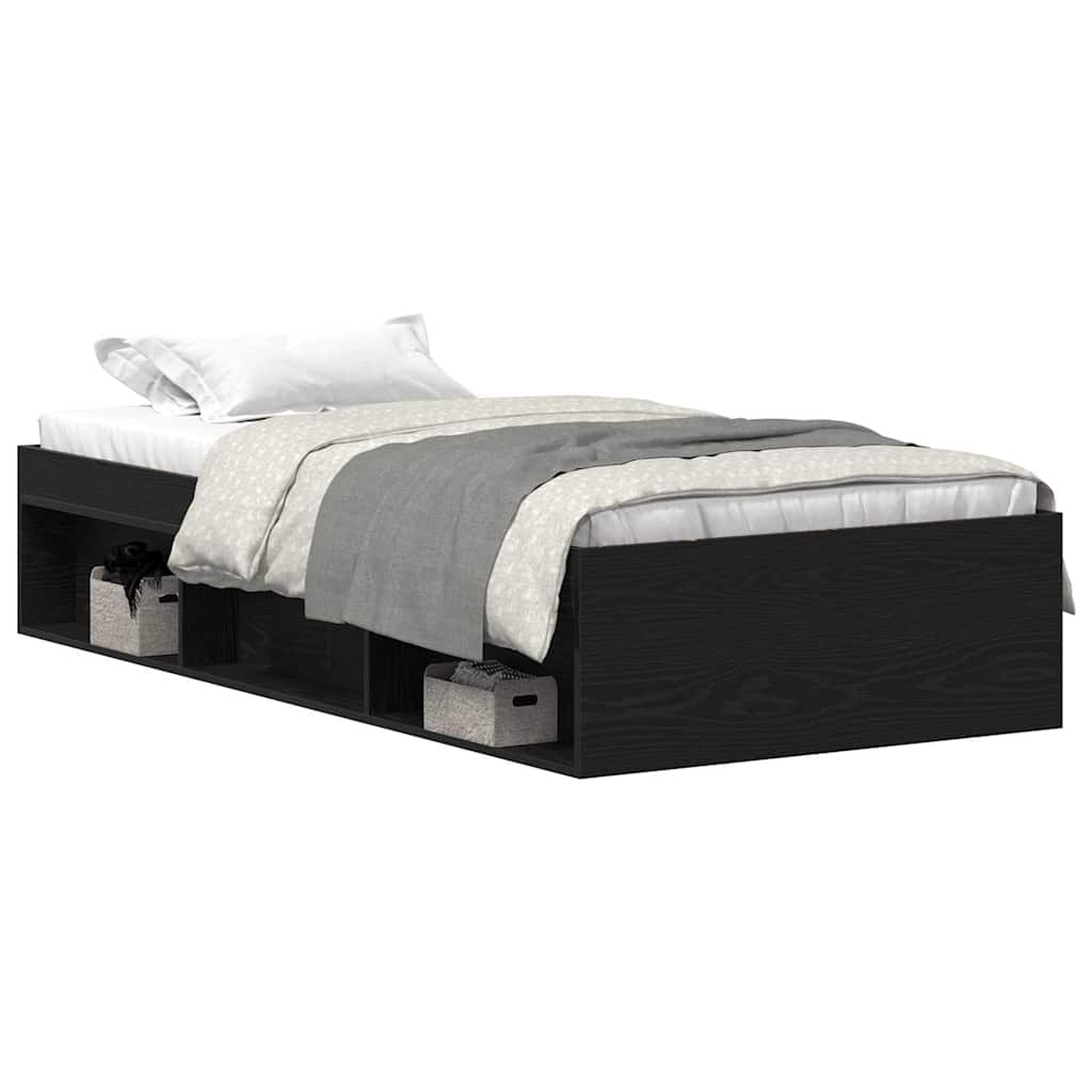 Vetonek Estructura de cama sin colchón roble negro 90x190 cm