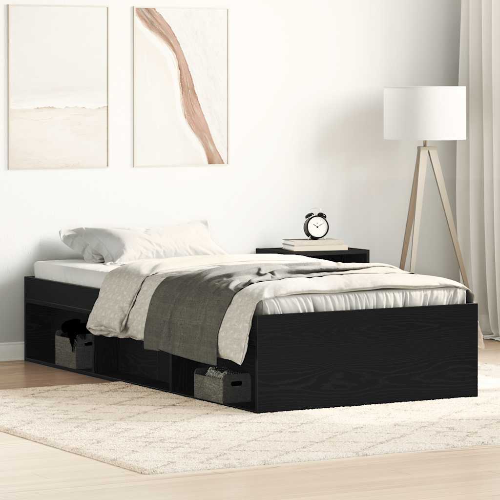 Estructura de cama sin colchón roble negro 90x190 cm v6272 Vetonek