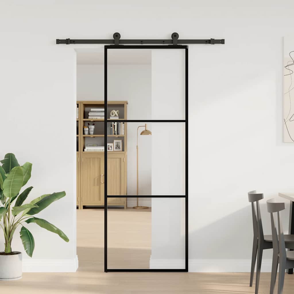 Sliding door with ESG glass hardware set aluminum 76x205 cm 