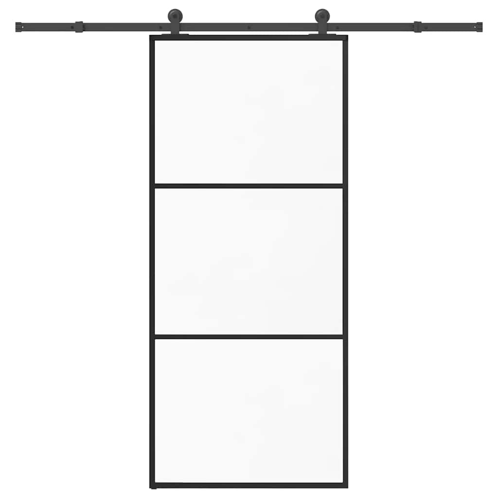 Sliding door with fittings set ESG glass aluminum 90x205 cm 