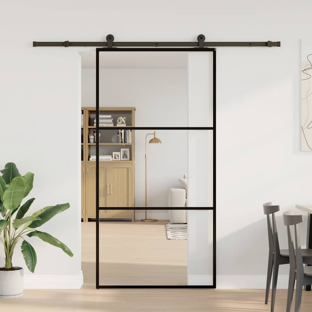 Sliding door with hardware 102x205 cm ESG glass and aluminum 