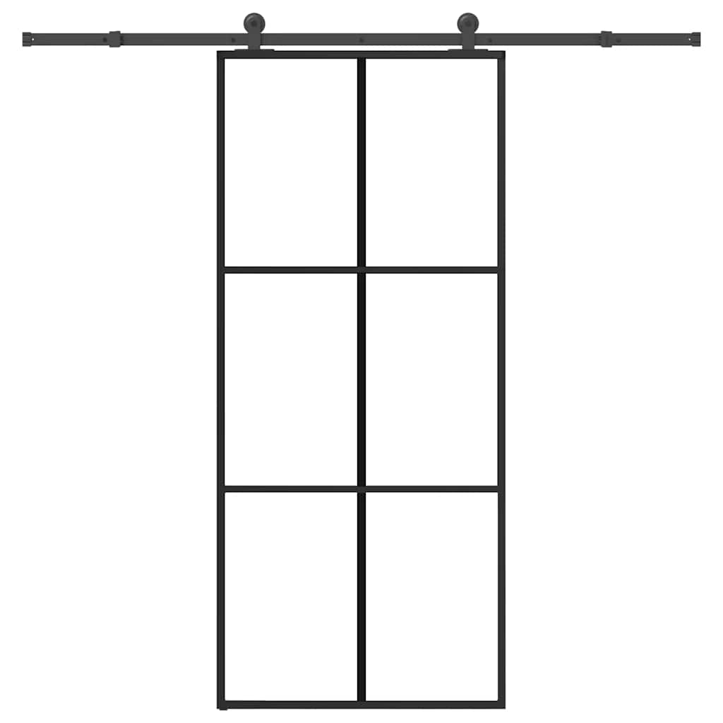 Sliding door with ESG glass hardware set aluminum 90x205 cm 