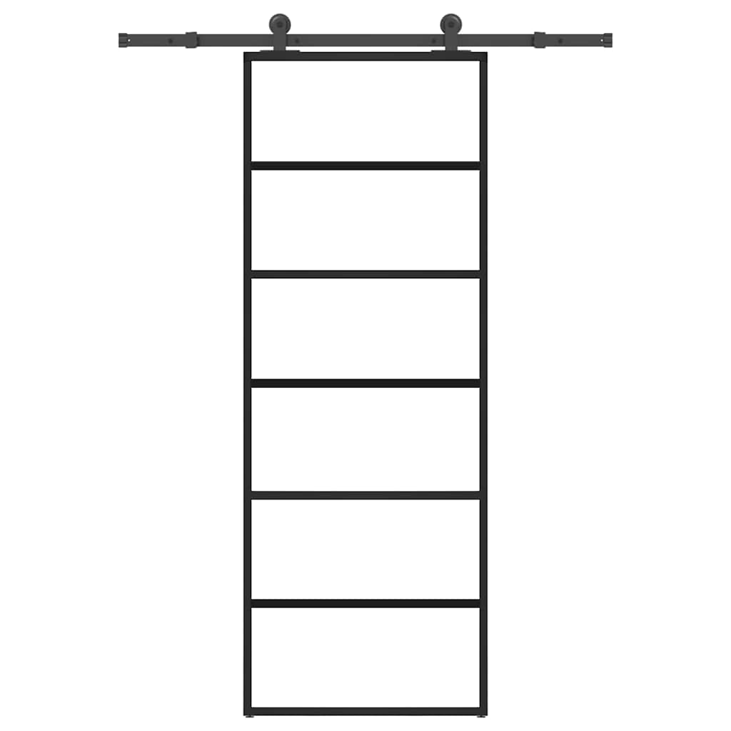 Sliding door with tempered glass hardware set aluminum 76x205 cm 