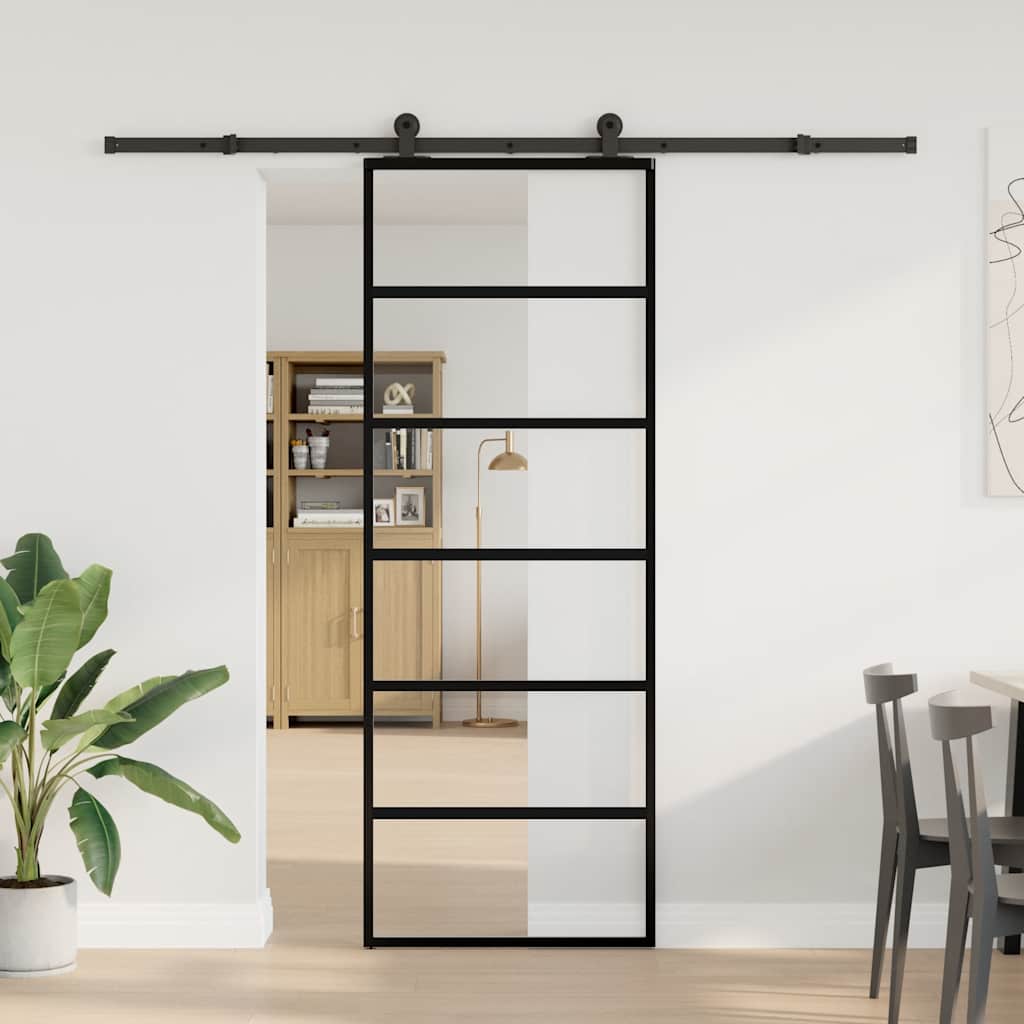 Sliding door with ESG glass hardware set aluminum 76x205 cm 