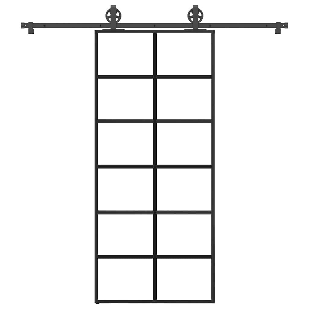 Vetonek Puerta corredera con set herrajes vidrio ESG aluminio 90x205 cm