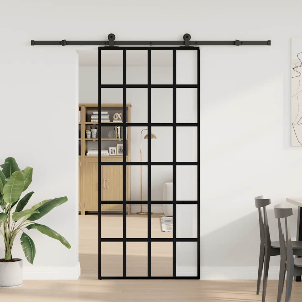 Sliding door with ESG glass hardware set aluminum 90x205 cm 