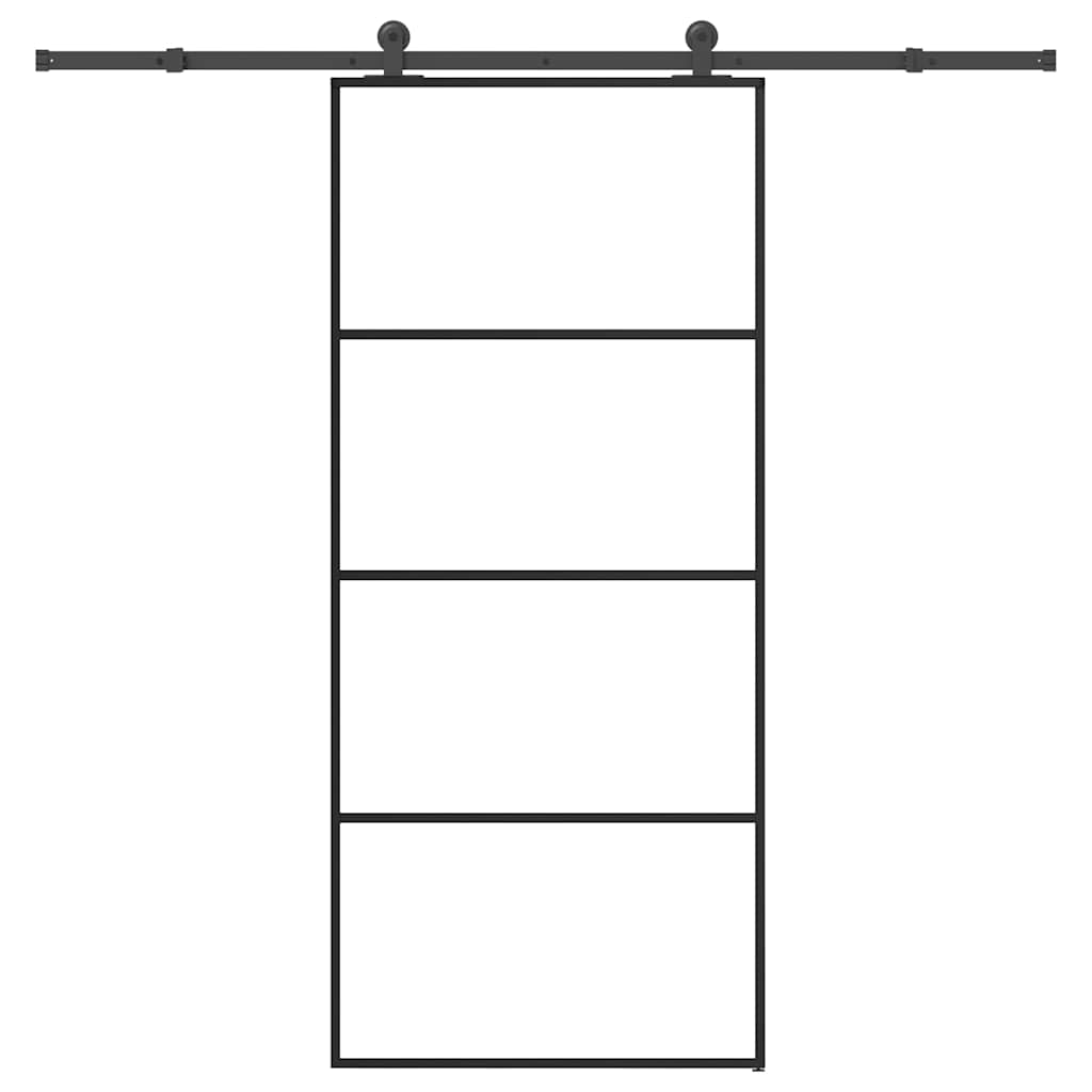 Sliding door with hardware set, ESG glass, aluminum, 90x205 cm 