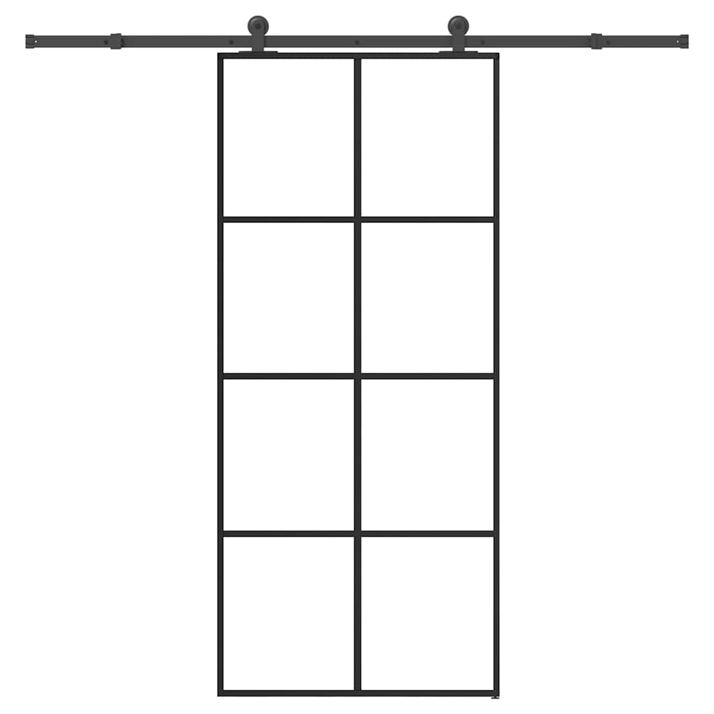 Sliding door with ESG glass hardware set aluminum 90x205 cm 